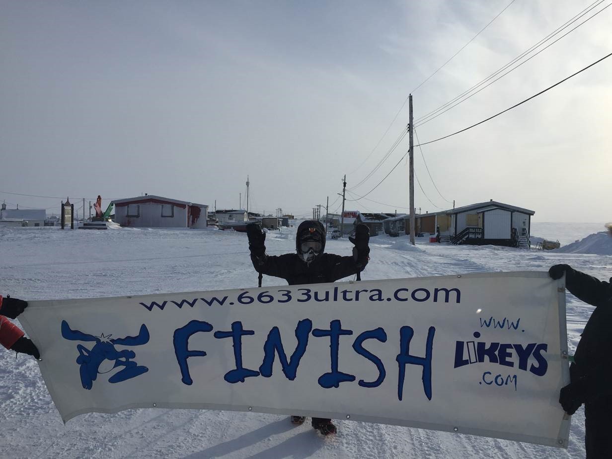 Mr Toh at the finishing line of his Arctic race